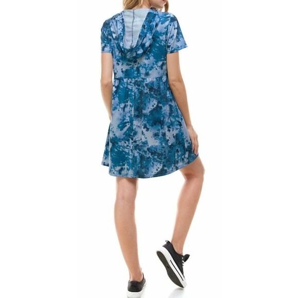 Be‎ Bop Hoodie Dress Juniors' Small Blue Tie Dyed Stretchy Drawstring Pullover - Picture 11 of 11